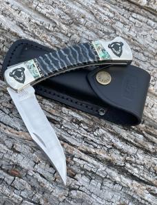 BUCK 110 ** BRIAN YELLOWHORSE CUSTOM MAMMOTH TOOTH AND ABALONE FOLDING HUNTER BUCK 110 ** BRIAN YELLOWHORSE CUSTOM MAMMOTH TOOTH AND ABALONE FOLDING HUNTER