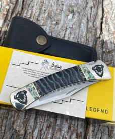 BUCK 110 ** BRIAN YELLOWHORSE CUSTOM MAMMOTH TOOTH AND ABALONE FOLDING HUNTER BUCK 110 ** BRIAN YELLOWHORSE CUSTOM MAMMOTH TOOTH AND ABALONE FOLDING HUNTER