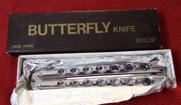 MIB TAYLOR CUTLERY HAND MADE BUTTLERFLY KNIFE JAPAN 1980'S CHECK OR MONEY ORDER MIB TAYLOR CUTLERY HAND MADE BUTTLERFLY KNIFE JAPAN 1980'S CHECK OR MONEY ORDER