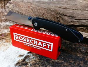 RoseCraft Blades Ogee Manual Flipper Knife RCM007 G10 Handles Stonewash  D2 Upswept Cleaver Blade