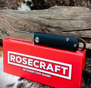 RoseCraft Blades Awanata Black RCM009-BK G10 Handles 2" Satin Finish D2 Wharncliffe Blade
