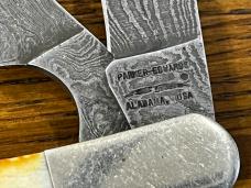 Parker-Edwards 1500D Ltd Ed Sowbellly Trapper w/Damascus Razor & Clip Blades & Pickbone Scales USA Parker-Edwards 1500D Ltd Ed Sowbellly Trapper w/Damascus Razor & Clip Blades & Pickbone Scales USA