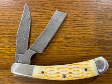 Parker-Edwards 1500D Ltd Ed Sowbellly Trapper w/Damascus Razor & Clip Blades & Pickbone Scales USA Parker-Edwards 1500D Ltd Ed Sowbellly Trapper w/Damascus Razor & Clip Blades & Pickbone Scales USA