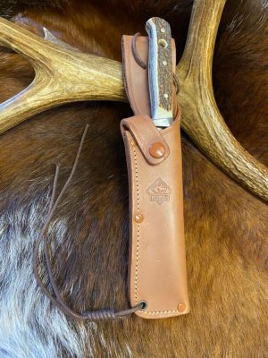 Puma Original Bowie, Genuine Stag, 116396, 103/RC, Handmade in Germany, Stainless Blade, Sheath