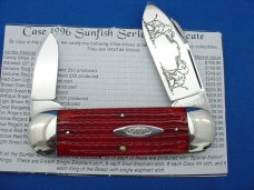 Case XX Classic Sunfish/Toenail Genuine Red Corn Cob Bone Knife With Dueling Elephant Etch Case XX Classic Sunfish/Toenail Genuine Red Corn Cob Bone Knife With Dueling Elephant Etch