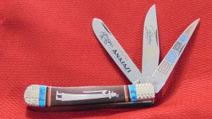 MINT DAVID YELLOWHORSE ANASAZI 3 BLADE TRAPPER c1998 CHECK OR MONEY ORDER