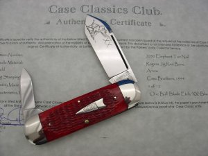 Case XX Classic Sunfish/Toenail  Genuine Red Bone Knife With Elephant Etch 1 of 12
