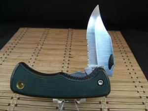 SCHRADE OLD TIMER 47OT "THE BEAST" LINER LOCK VINT. U.S.A. HARD RUBBER FINGER GROOVED POCKET KNIFE