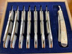 Parker Cut Co "The Improved Eagle Razor" 7-Day Mother of Pearl + 1 Bone Razor Japan 