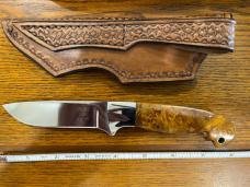 D'Holder Schrade A. G. Russell Limited Ed Drop Point Hunting Knife w/Burled Maple Handle -- RARE!!!