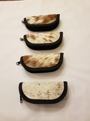 LONGHORN HIDE KNIFE POUCH =5" - ZIPPERED WITH PLUSH INTERIOR - MADE IN THE USA