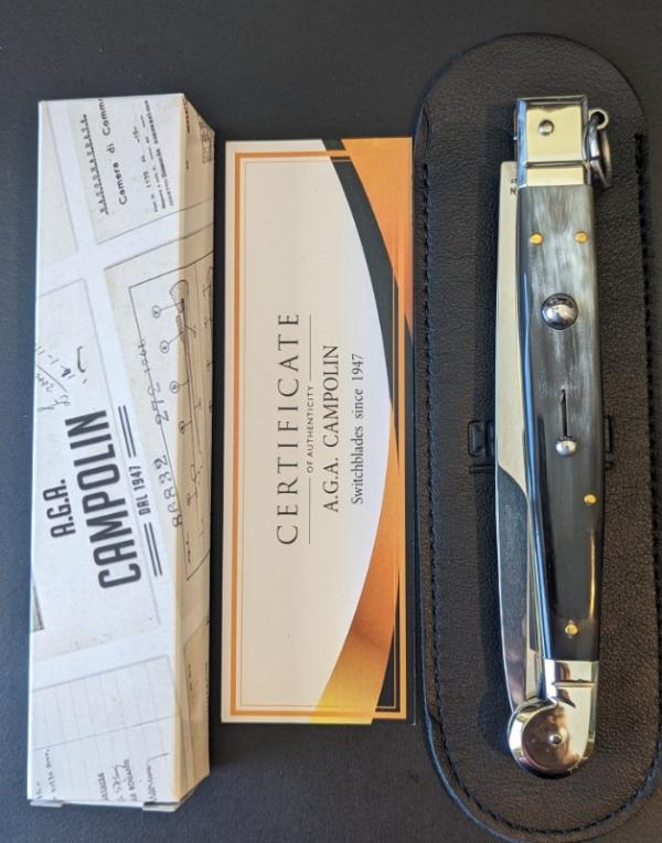 A.G.A. COMPOLIN 30CM-12INCH SICILIAN FIGHTER BRAZILIAN HORN AUTOMATIC A.G.A. COMPOLIN 30CM-12INCH SICILIAN FIGHTER BRAZILIAN HORN AUTOMATIC