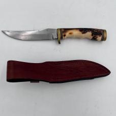 Golden Spike Knife 9 1/2" Schrade Uncle Henry w/Sheath, Stone & Staglon Handle USA
