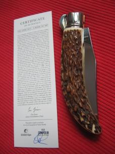 Quality Italian Unique Mechanism LEPRE Stag Knife Limited Edition 2015 MANIAGO ITALY w/Certificate Quality Italian Unique Mechanism LEPRE Stag Knife Limited Edition 2015 MANIAGO ITALY w/Certificate