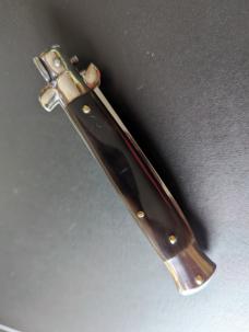 NOS GIOVANNI BELTRAME 23CM-9 INCH FLAT BLADE STILETTO IN BUFFALO HORN NOS GIOVANNI BELTRAME 23CM-9 INCH FLAT BLADE STILETTO IN BUFFALO HORN