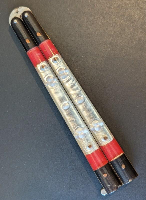 Large 12.5inch/31cm Vintage Filipino Handmade (FHM) Balisong/ Butterfly Knife Taillight Lens Scales Large 12.5inch/31cm Vintage Filipino Handmade (FHM) Balisong/ Butterfly Knife Taillight Lens Scales