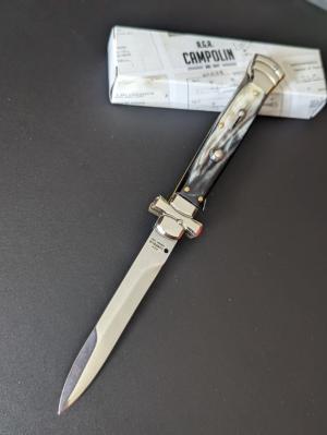  NIB 9"- 23 cm A.G.A. Campolin Brazilian Horn Maltese lockback a super beautiful quality stiletto