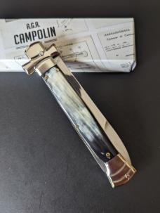  NIB 9"- 23 cm A.G.A. Campolin Brazilian Horn Maltese lockback a super beautiful quality stiletto