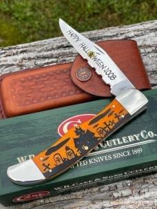 CASE XX ** 2008 HALLOWEEN PERSIMMON ORANGE PUMPKIN CARVER LARGE FOLDING HUNTER W/SHEATH ADE ONLY