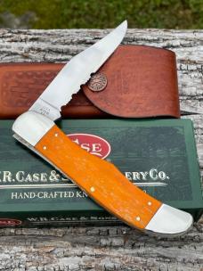 CASE XX ** 2008 HALLOWEEN PERSIMMON ORANGE PUMPKIN CARVER LARGE FOLDING HUNTER W/SHEATH ADE ONLY CASE XX ** 2008 HALLOWEEN PERSIMMON ORANGE PUMPKIN CARVER LARGE FOLDING HUNTER W/SHEATH ADE ONLY