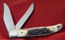 MINT 1978 QUEEN (MEMPHIS QUEEN) FOLDING HUNTER GENUINE FAT STAG HANDLES CHECK OR MONEY ORDER