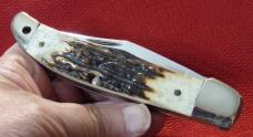 MINT 1978 QUEEN (MEMPHIS QUEEN) FOLDING HUNTER GENUINE FAT STAG HANDLES CHECK OR MONEY ORDER