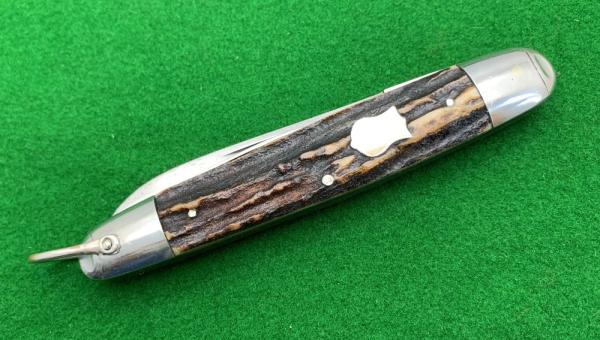 Bruckmann Knife. 4-1/2 inch Anglo Saxon Whittler with Stag Scales. ...........................(551P) Bruckmann Knife. 4-1/2 inch Anglo Saxon Whittler with Stag Scales. ...........................(551P)