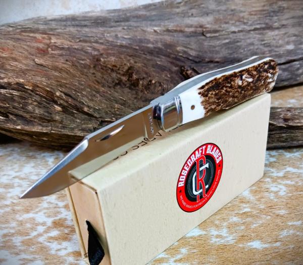 NIB RoseCraft Blades Genuine STAG Savage Creek Gunstock RCT014-ST D2 Clip Point