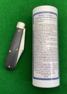 2022 Blade Forums Bunny Knife Number 3 ... 391222 ... Brushed Finish Gabon Ebony. New in the Tube. . 2022 Blade Forums Bunny Knife Number 3 ... 391222 ... Brushed Finish Gabon Ebony. New in the Tube. .