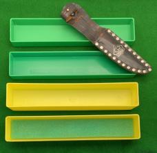 Two Empty PUMA Green and Yellow Plastic Knife Boxes and one Puma Sheath. All in Great condition. .. Two Empty PUMA Green and Yellow Plastic Knife Boxes and one Puma Sheath. All in Great condition. ..