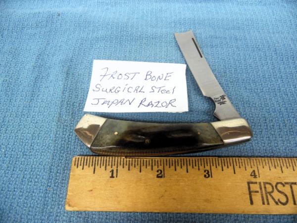 FROST 4" JAPAN SURGICAL STEEL RAZOR BLADE JACK VERY NICE FROST 4" JAPAN SURGICAL STEEL RAZOR BLADE JACK VERY NICE