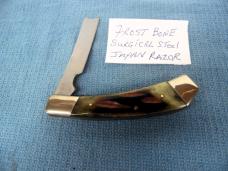 FROST 4" JAPAN SURGICAL STEEL RAZOR BLADE JACK VERY NICE FROST 4" JAPAN SURGICAL STEEL RAZOR BLADE JACK VERY NICE