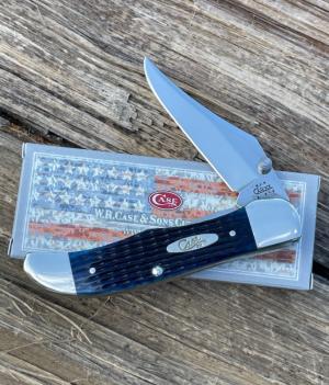 CASE XX ** 2013 DARK BLUE JIGGED BONE MID FOLDING HUNTER