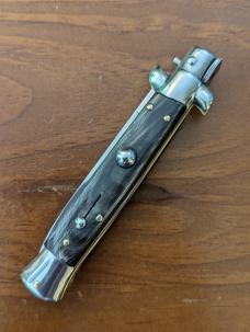 NOS GIOVANNI BELTRAME 23CM-9 INCH FLAT BLADE STILETTO IN BUFFALO HORN NOS GIOVANNI BELTRAME 23CM-9 INCH FLAT BLADE STILETTO IN BUFFALO HORN