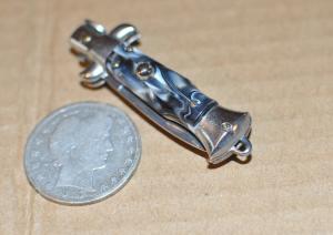 Italian Switchblade 2 3/8" Closed NOS Pick Lock Inox Italy On Tang Celluloid Handles Slotted Screws