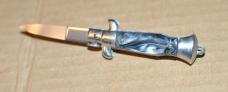 Italian Switchblade 2 3/8" Closed NOS Pick Lock Inox Italy On Tang Celluloid Handles Slotted Screws