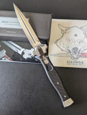 AGA CAMPOLIN CARBON FIBER ZERO, 3.75 SATIN DAGGER BLADE 