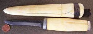 Scandinavian PUUKKO custom hunting knife with Ivory handle & sheath