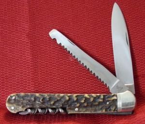 VINTAGE JA HENCKELS LARGE LOCKBACK FOLDING HUNTER GENUINE STAG CHECK OR MONEY ORDER