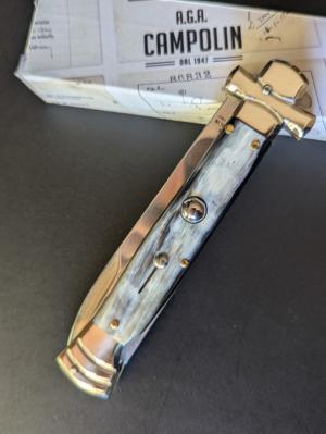  NIB 9"- 23 cm A.G.A. Campolin Brazilian Horn Maltese lockback a super beautiful quality stiletto