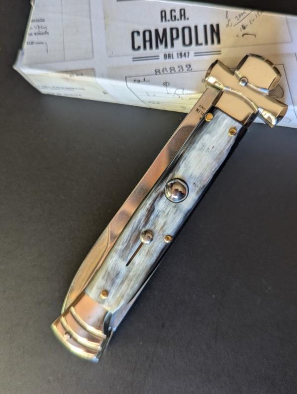 NIB 9"- 23 cm A.G.A. Campolin Brazilian Horn Maltese lockback a super beautiful quality stiletto NIB 9"- 23 cm A.G.A. Campolin Brazilian Horn Maltese lockback a super beautiful quality stiletto