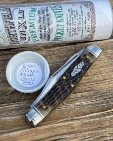 GEC NORTHFIELD ** 811217 ANTIQUE AMBER JIGGED BONE NORTHFIELD 81 BULL MOOSE GEC NORTHFIELD ** 811217 ANTIQUE AMBER JIGGED BONE NORTHFIELD 81 BULL MOOSE