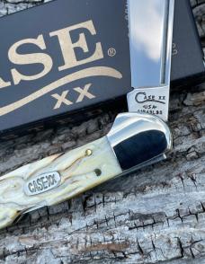 CASE XX *** 1998 BURNT WHITE BONE WORM GROOVED LARGE COPPERLOCK CASE XX *** 1998 BURNT WHITE BONE WORM GROOVED LARGE COPPERLOCK