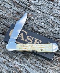 CASE XX *** 1998 BURNT WHITE BONE WORM GROOVED LARGE COPPERLOCK CASE XX *** 1998 BURNT WHITE BONE WORM GROOVED LARGE COPPERLOCK