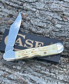 CASE XX *** 1998 BURNT WHITE BONE WORM GROOVED LARGE COPPERLOCK CASE XX *** 1998 BURNT WHITE BONE WORM GROOVED LARGE COPPERLOCK
