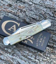 CASE XX *** 1998 BURNT WHITE BONE WORM GROOVED LARGE COPPERLOCK CASE XX *** 1998 BURNT WHITE BONE WORM GROOVED LARGE COPPERLOCK