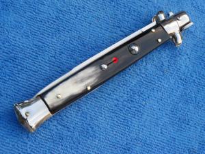  11"  Italian Stiletto Genuine Brazilian-Horn Handles- Swedge Blade