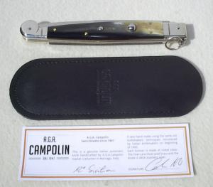 NEW AGA CAMPOLIN 12" SICILIANO FIGHTING KNIFE RING PULL BRAZILIAN HORN 4 MIL BLADE N/S BOLSTERS
