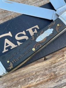 CASE XX ** SFO 2024 ANTIQUE BONE "WORLD'S GREATEST HUSBAND" TRAPPER 