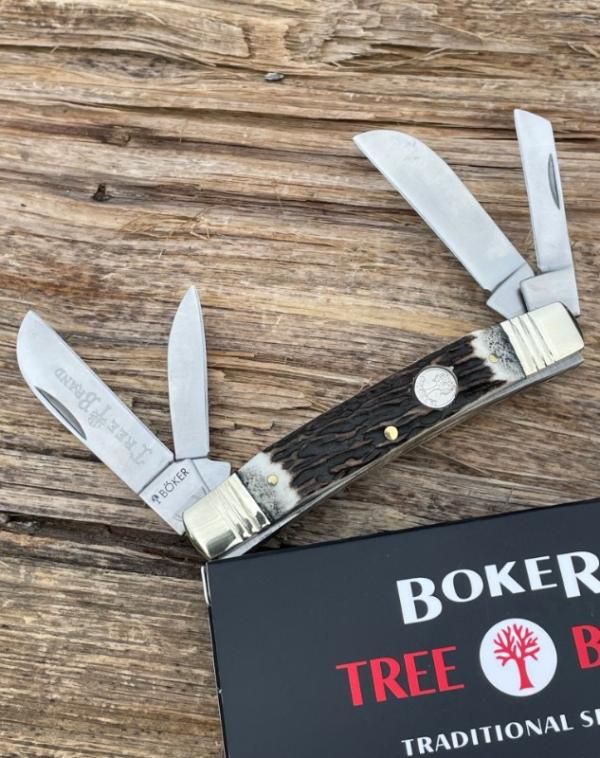 TREE BRAND BOKER ** STAG 1095 CARBON 4 BLADE CONGRESS TREE BRAND BOKER ** STAG 1095 CARBON 4 BLADE CONGRESS